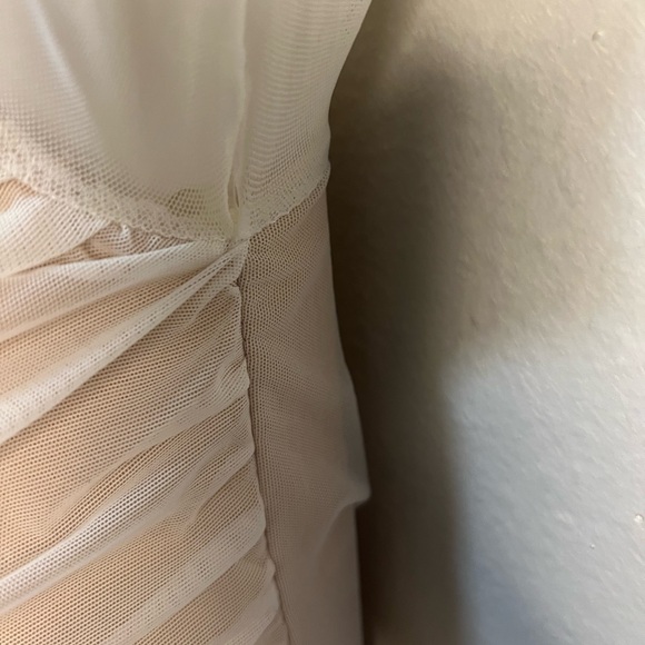 Fashion Nova Ruched White Mini Dress Sheer Sleeves Size M - Picture 6 of 6